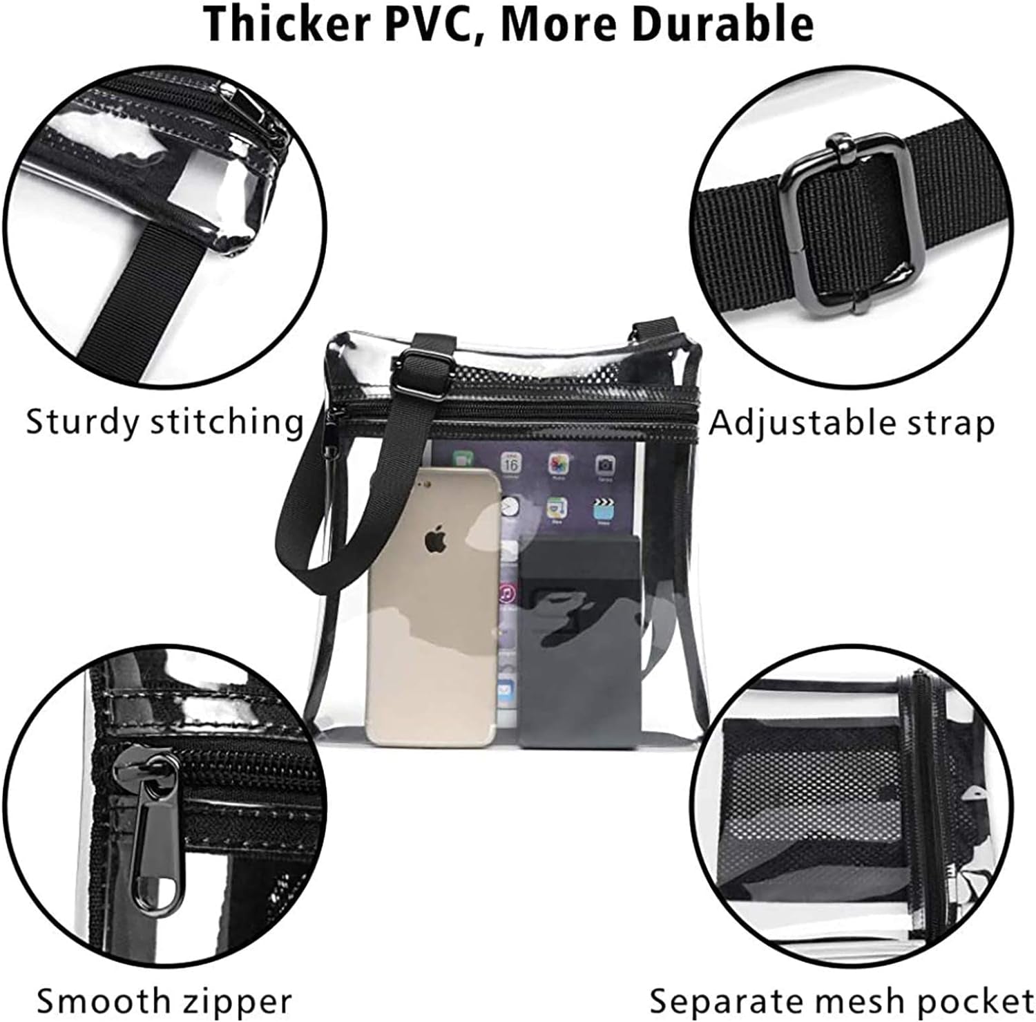 Stadium-Compatible Clear Crossbody Purse for Women