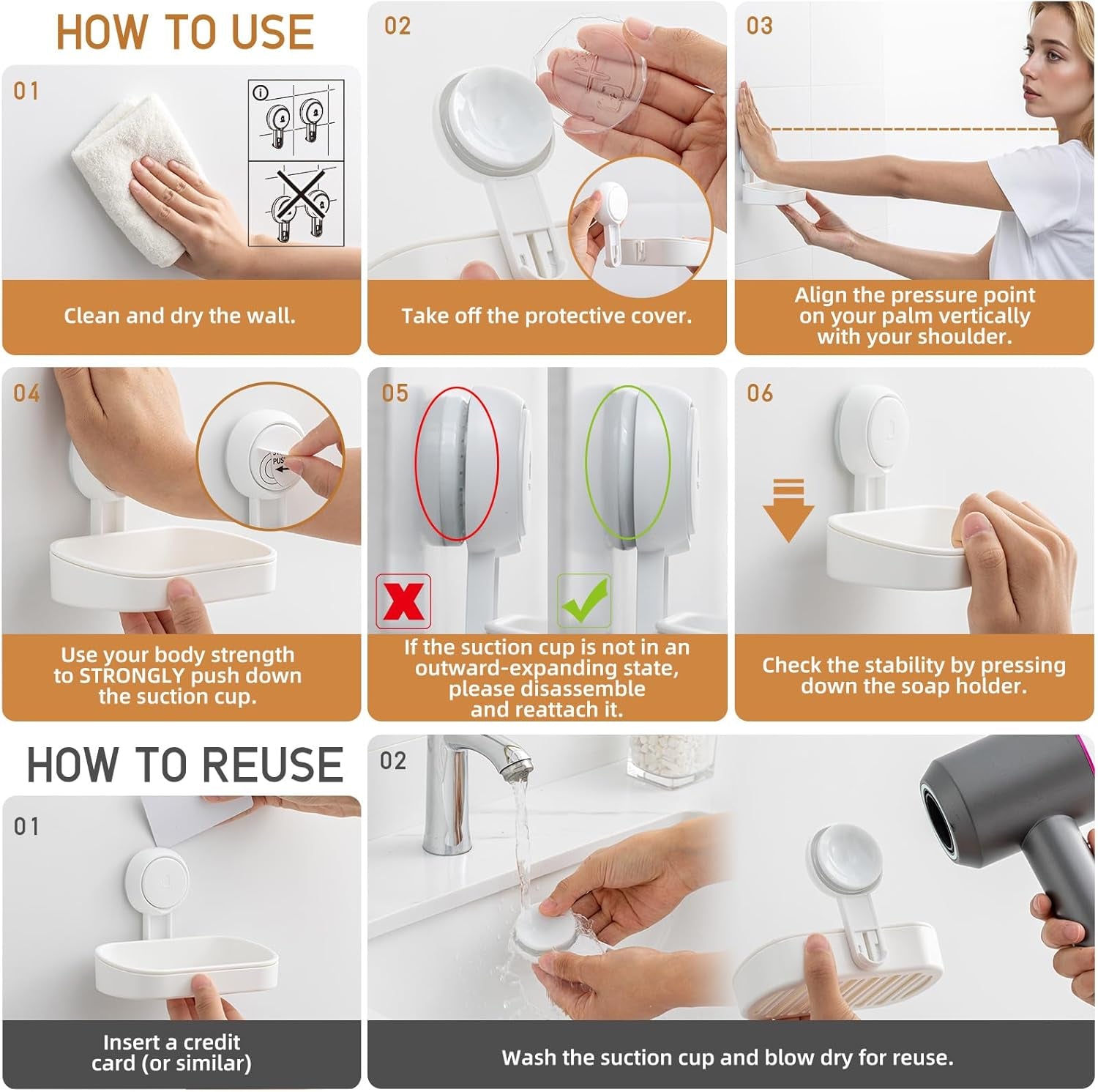 Wall-Mounted Soap Dish Holder with Suction Cup - Self-Draining, No-Drill Installation for Bathroom, Bathtub, and Kitchen Sink - Waterproof and Strong Vacuum Adhesion