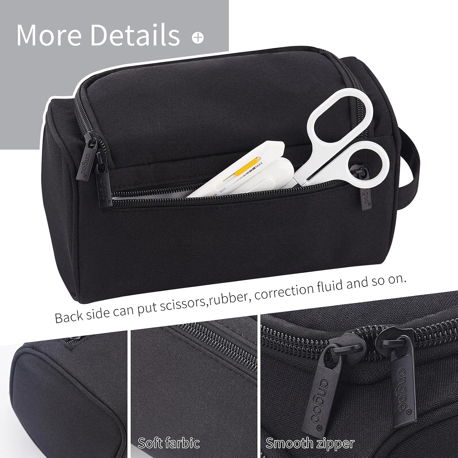 Large Capacity Pencil Case - Versatile Storage Pouch for Markers, Pens, and Stationery - Ideal for School, College, and Office Use - Black