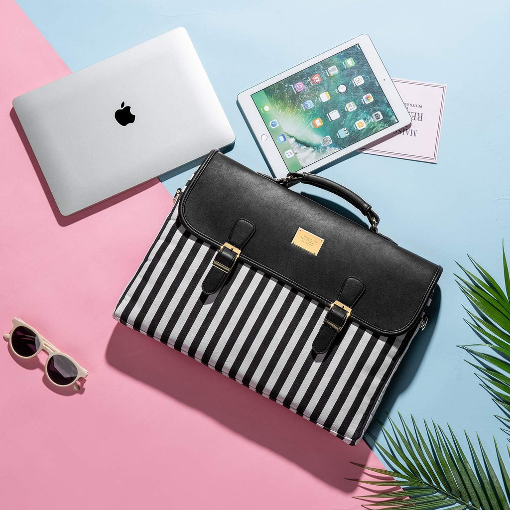 Professional Women's Laptop Messenger Bag - Slim Black, 15.6-Inch, Ideal for Work and College
