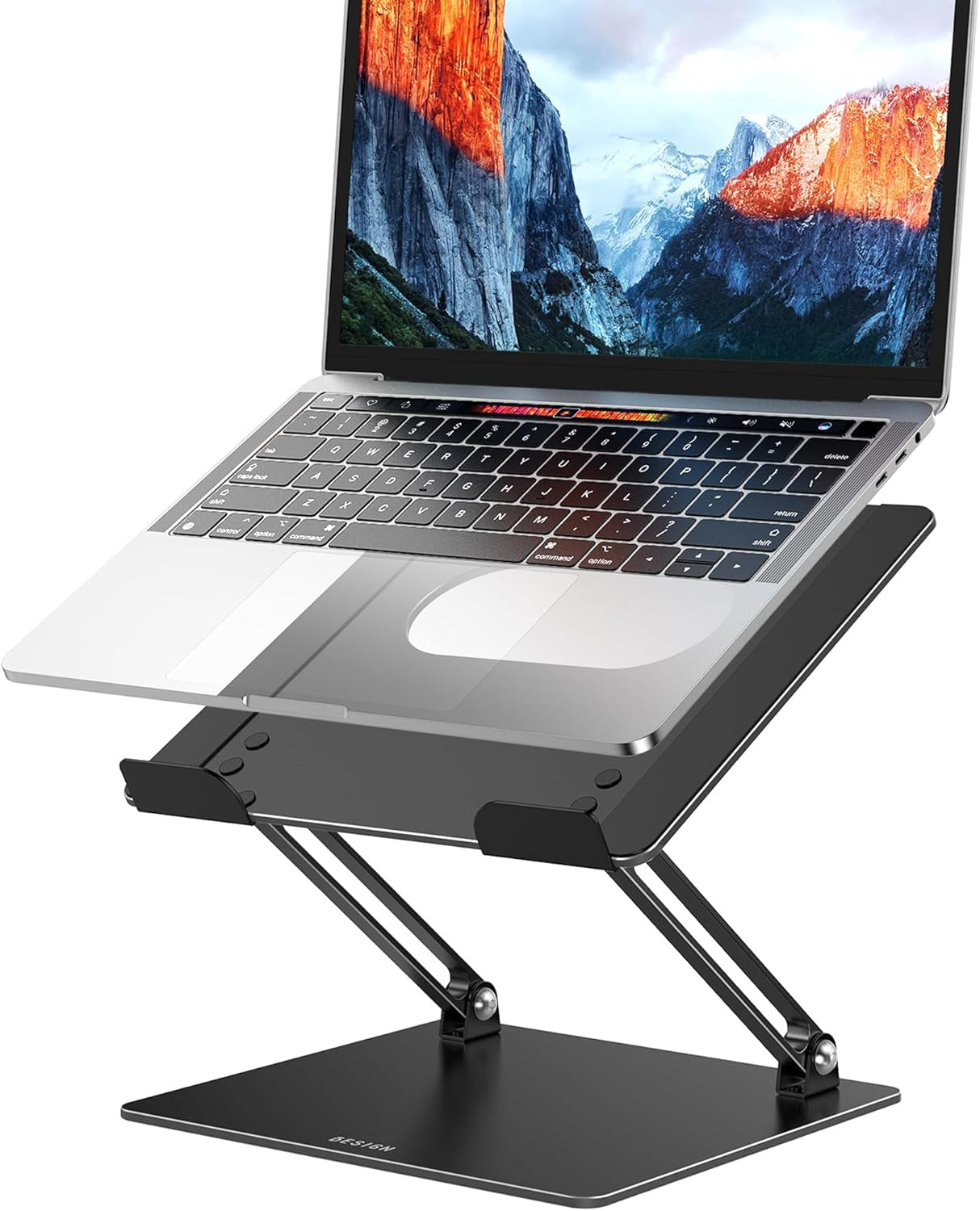 LS10 Aluminum Laptop Stand, Ergonomic Adjustable Notebook Tablet Stand, Computer Holder Compatible with Air, Pro, Dell, HP, Lenovo More 10-14" Laptops, Black