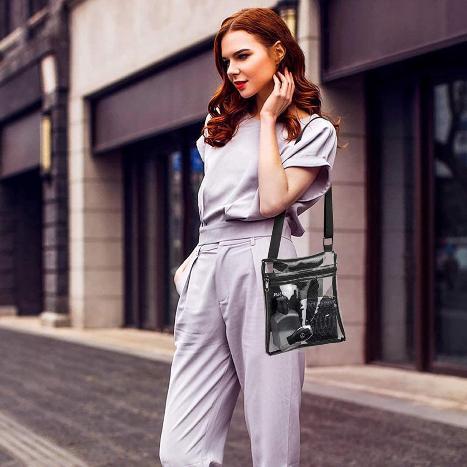 Stadium-Compatible Clear Crossbody Purse for Women