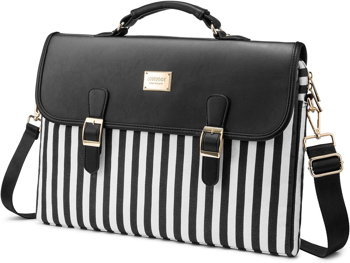 Professional Women's Laptop Messenger Bag - Slim Black, 15.6-Inch, Ideal for Work and College