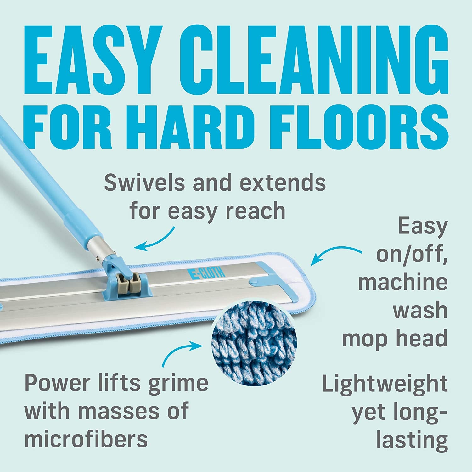 Microfiber Deep Clean Mop - Ideal for Hardwood, Laminate, Tile, and Stone Flooring, Washable and Reusable with 100 Wash Guarantee