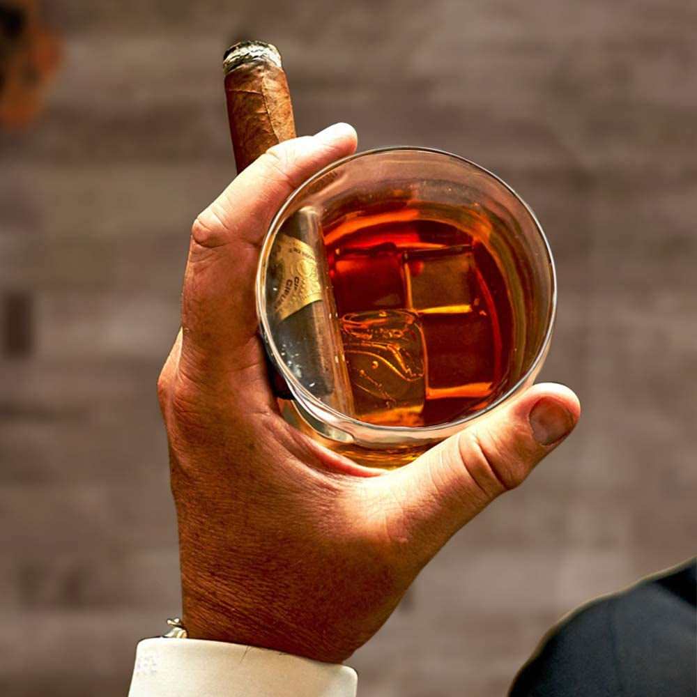 Classic Whiskey Cigar Glass Set - 15 Oz Whiskey Glass with Rest Holder, Ideal Gift for Men, Elegant Gift Box for Birthdays, Father's Day, Christmas, New Year, and Thanksgiving