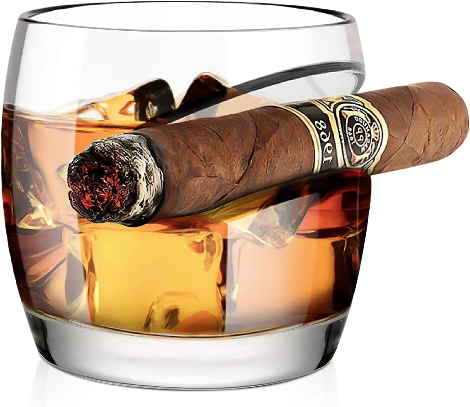 Classic Whiskey Cigar Glass Set - 15 Oz Whiskey Glass with Rest Holder, Ideal Gift for Men, Elegant Gift Box for Birthdays, Father's Day, Christmas, New Year, and Thanksgiving