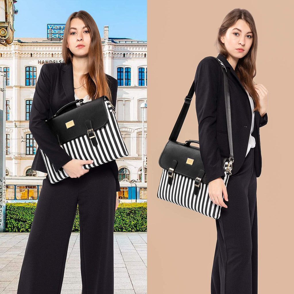 Professional Women's Laptop Messenger Bag - Slim Black, 15.6-Inch, Ideal for Work and College