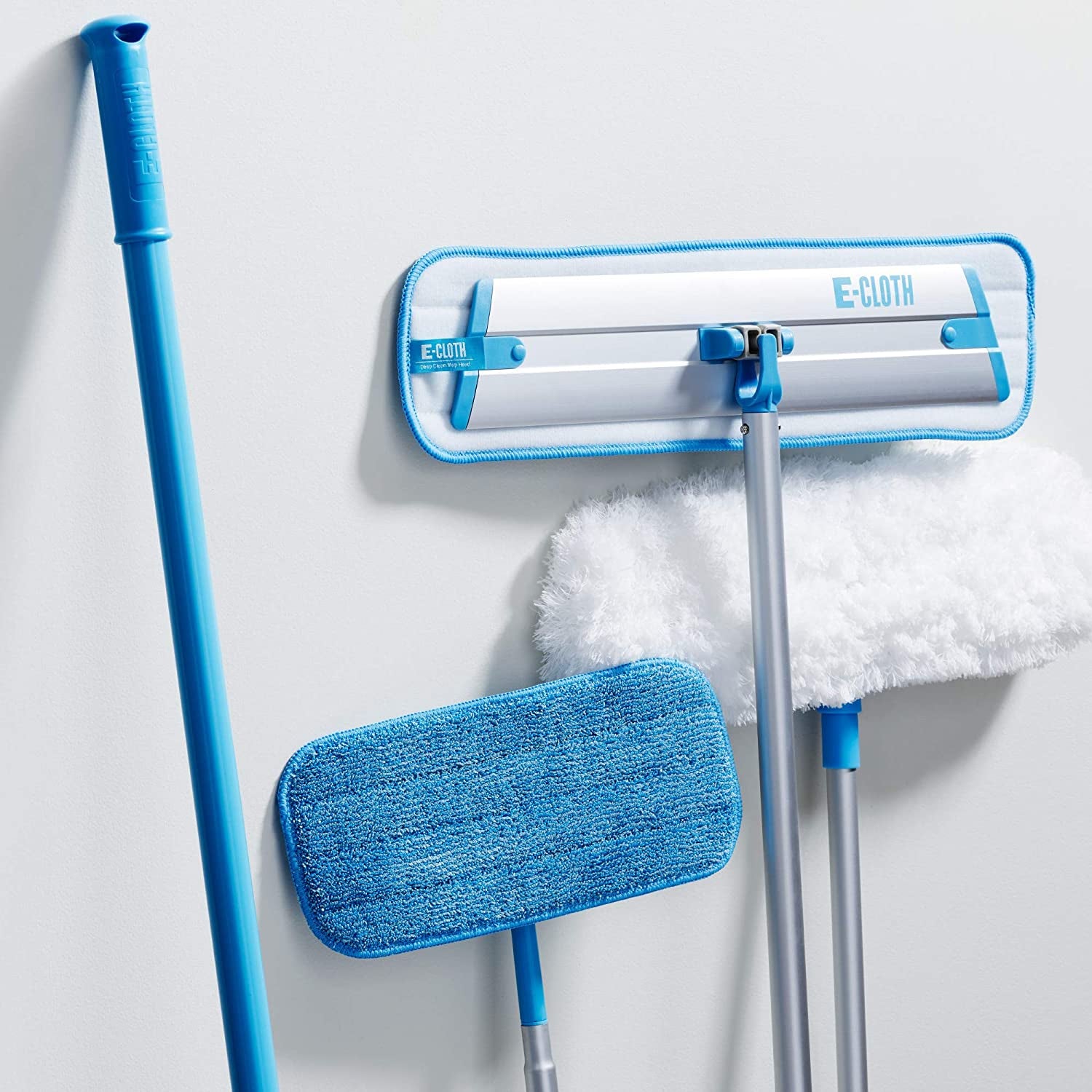 Professional Deep Clean Microfiber Mop for Multi-Surface Cleaning - Ideal for Hardwood, Stone, Laminate, and Tile - Includes 1 Reusable Mop Pad, Blue/Silver