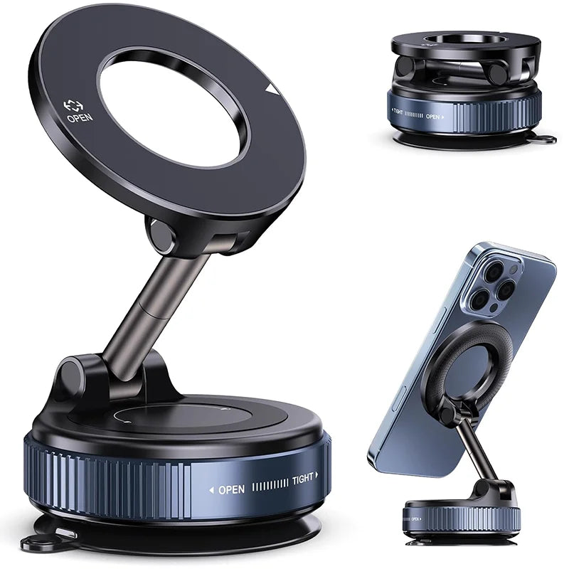 Car Phone Magnetic Stand Mechanical Vacuum Suction Cup Rotate 360° Magnetic Adsorption Bracket Navigation Universal Holder