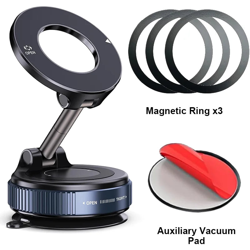 Car Phone Magnetic Stand Mechanical Vacuum Suction Cup Rotate 360° Magnetic Adsorption Bracket Navigation Universal Holder