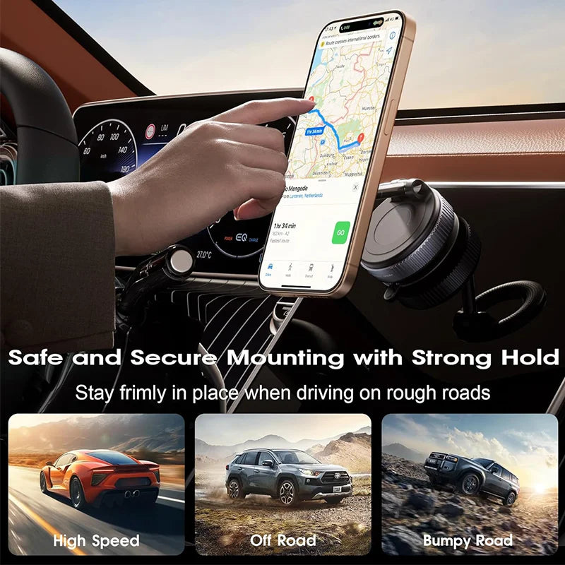 Car Phone Magnetic Stand Mechanical Vacuum Suction Cup Rotate 360° Magnetic Adsorption Bracket Navigation Universal Holder