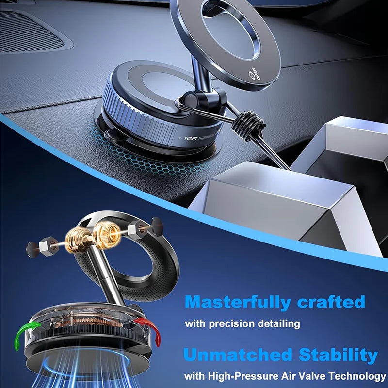 Car Phone Magnetic Stand Mechanical Vacuum Suction Cup Rotate 360° Magnetic Adsorption Bracket Navigation Universal Holder