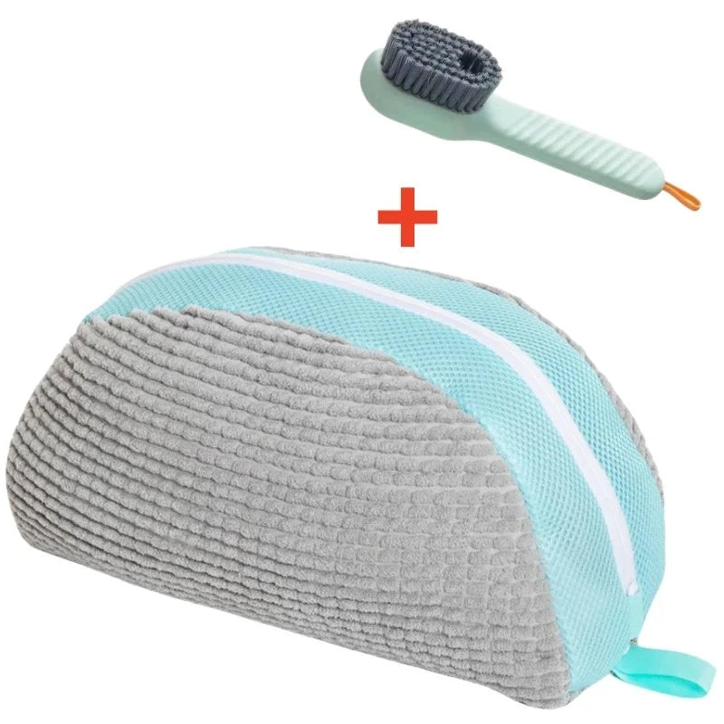 Shoe Washing Machine Bag Set with Soft Bristle Brush – Durable Laundry Bags for All Shoes (1/2/4PCS)