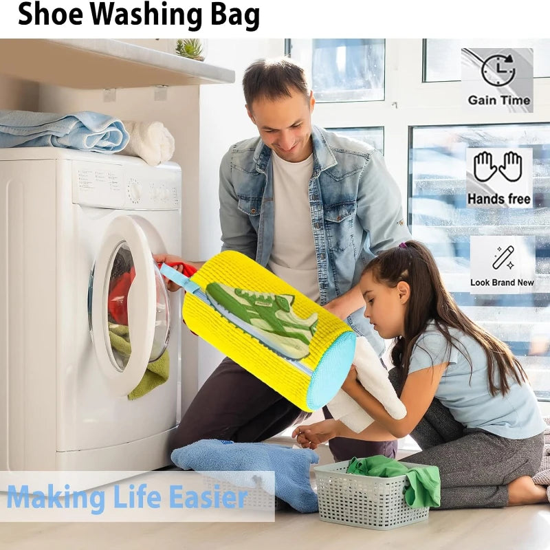 Shoe Washing Machine Bag Set with Soft Bristle Brush – Durable Laundry Bags for All Shoes (1/2/4PCS)