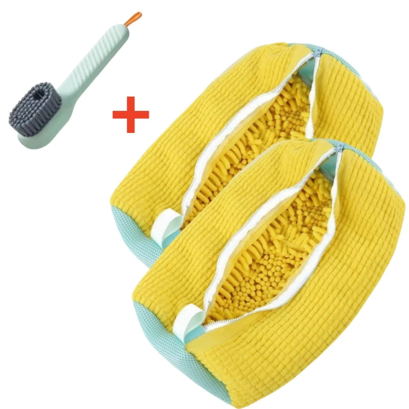 Shoe Washing Machine Bag Set with Soft Bristle Brush – Durable Laundry Bags for All Shoes (1/2/4PCS)