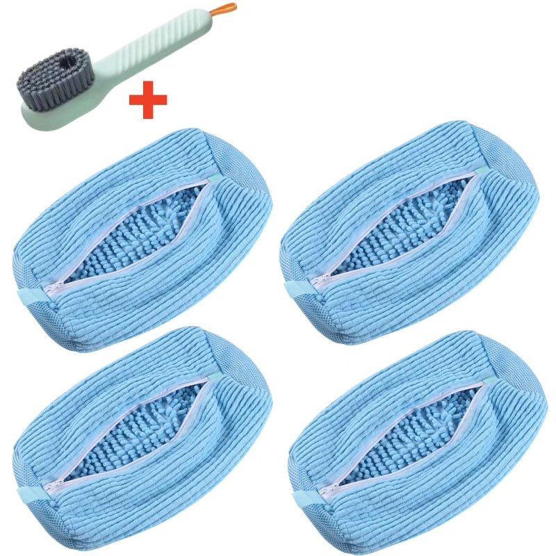 Shoe Washing Machine Bag Set with Soft Bristle Brush – Durable Laundry Bags for All Shoes (1/2/4PCS)