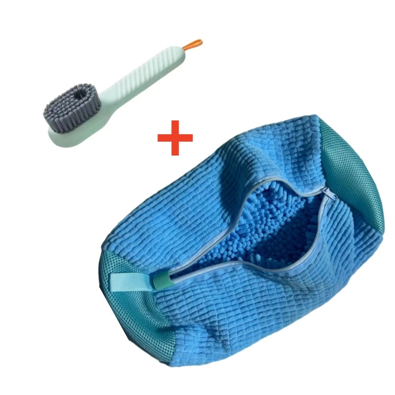 Shoe Washing Machine Bag Set with Soft Bristle Brush – Durable Laundry Bags for All Shoes (1/2/4PCS)