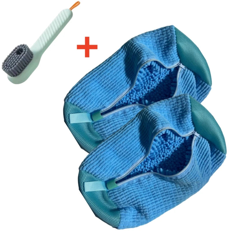 Shoe Washing Machine Bag Set with Soft Bristle Brush – Durable Laundry Bags for All Shoes (1/2/4PCS)