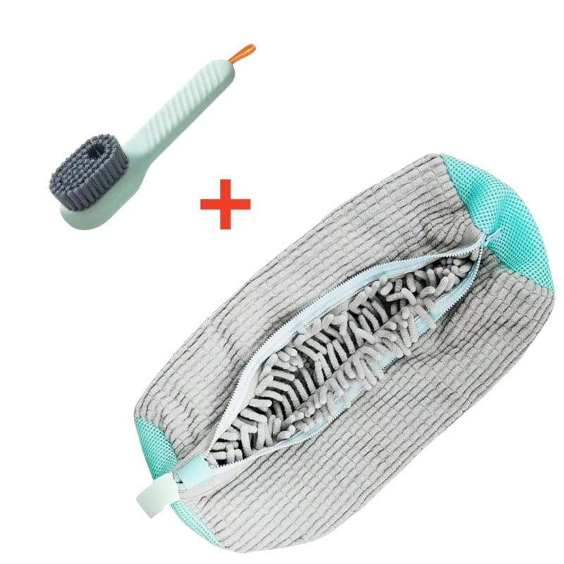 Shoe Washing Machine Bag Set with Soft Bristle Brush – Durable Laundry Bags for All Shoes (1/2/4PCS)