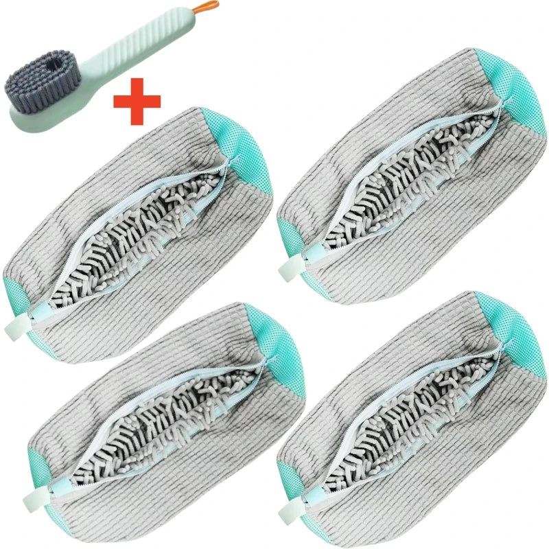 Shoe Washing Machine Bag Set with Soft Bristle Brush – Durable Laundry Bags for All Shoes (1/2/4PCS)