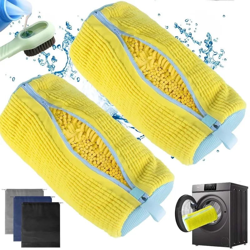 Shoe Washing Machine Bag Set with Soft Bristle Brush – Durable Laundry Bags for All Shoes (1/2/4PCS)