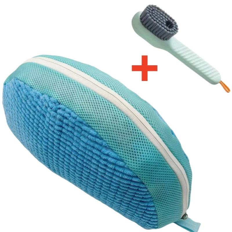 Shoe Washing Machine Bag Set with Soft Bristle Brush – Durable Laundry Bags for All Shoes (1/2/4PCS)