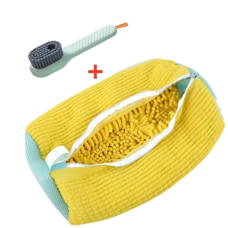 Shoe Washing Machine Bag Set with Soft Bristle Brush – Durable Laundry Bags for All Shoes (1/2/4PCS)