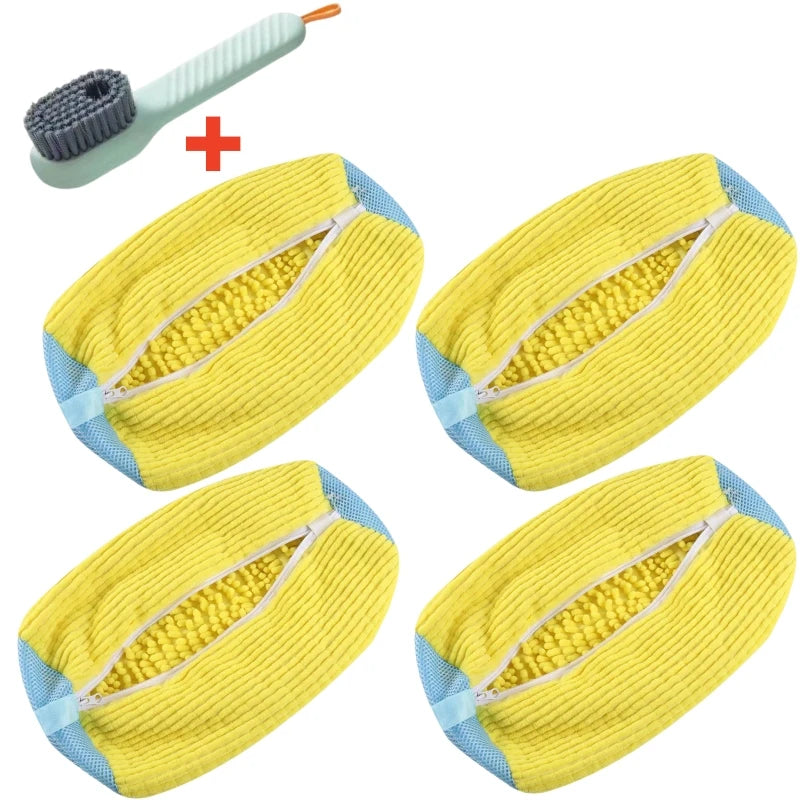 Shoe Washing Machine Bag Set with Soft Bristle Brush – Durable Laundry Bags for All Shoes (1/2/4PCS)