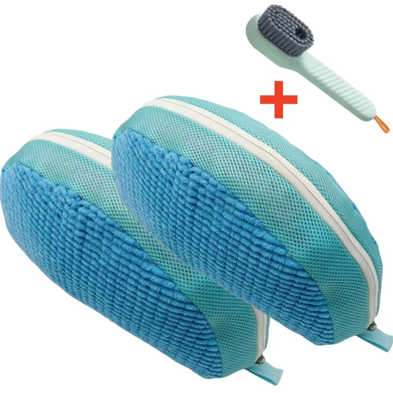 Shoe Washing Machine Bag Set with Soft Bristle Brush – Durable Laundry Bags for All Shoes (1/2/4PCS)