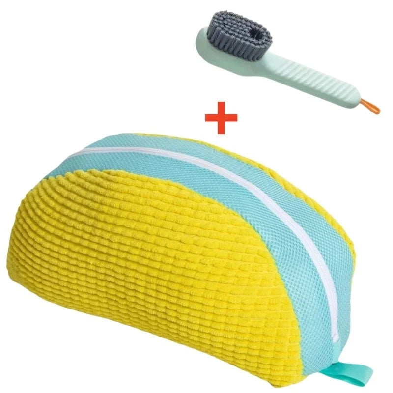 Shoe Washing Machine Bag Set with Soft Bristle Brush – Durable Laundry Bags for All Shoes (1/2/4PCS)
