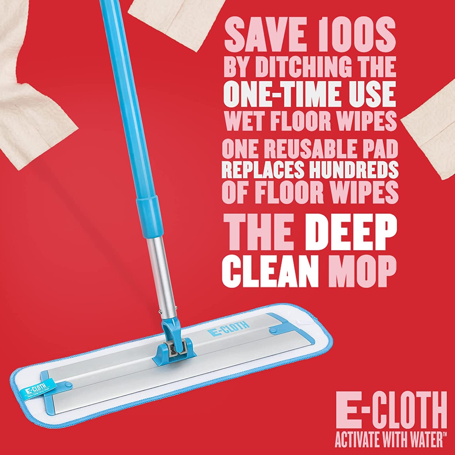 Microfiber Deep Clean Mop - Ideal for Hardwood, Laminate, Tile, and Stone Flooring, Washable and Reusable with 100 Wash Guarantee