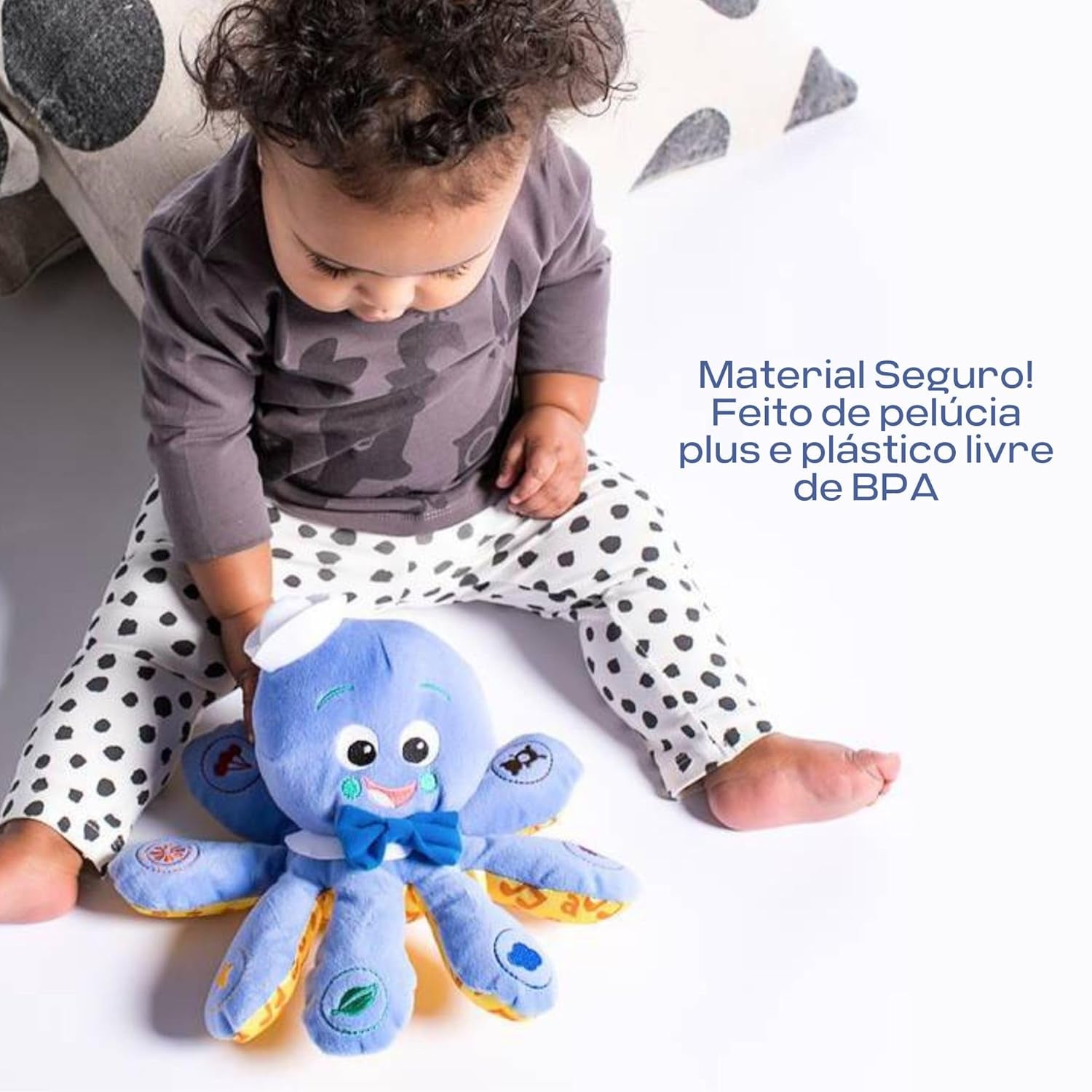 Octoplush Musical Plush Toy - Huggable Stuffed Animal for Learning Colors in Three Languages, Blue, 11 inches, Suitable for Ages 3 Months and Up