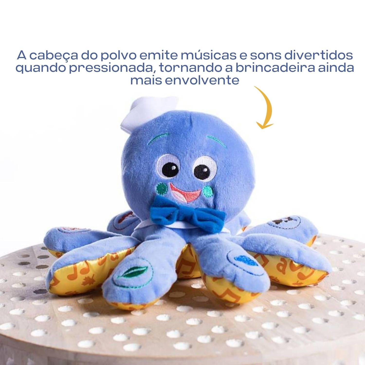Octoplush Musical Plush Toy - Huggable Stuffed Animal for Learning Colors in Three Languages, Blue, 11 inches, Suitable for Ages 3 Months and Up
