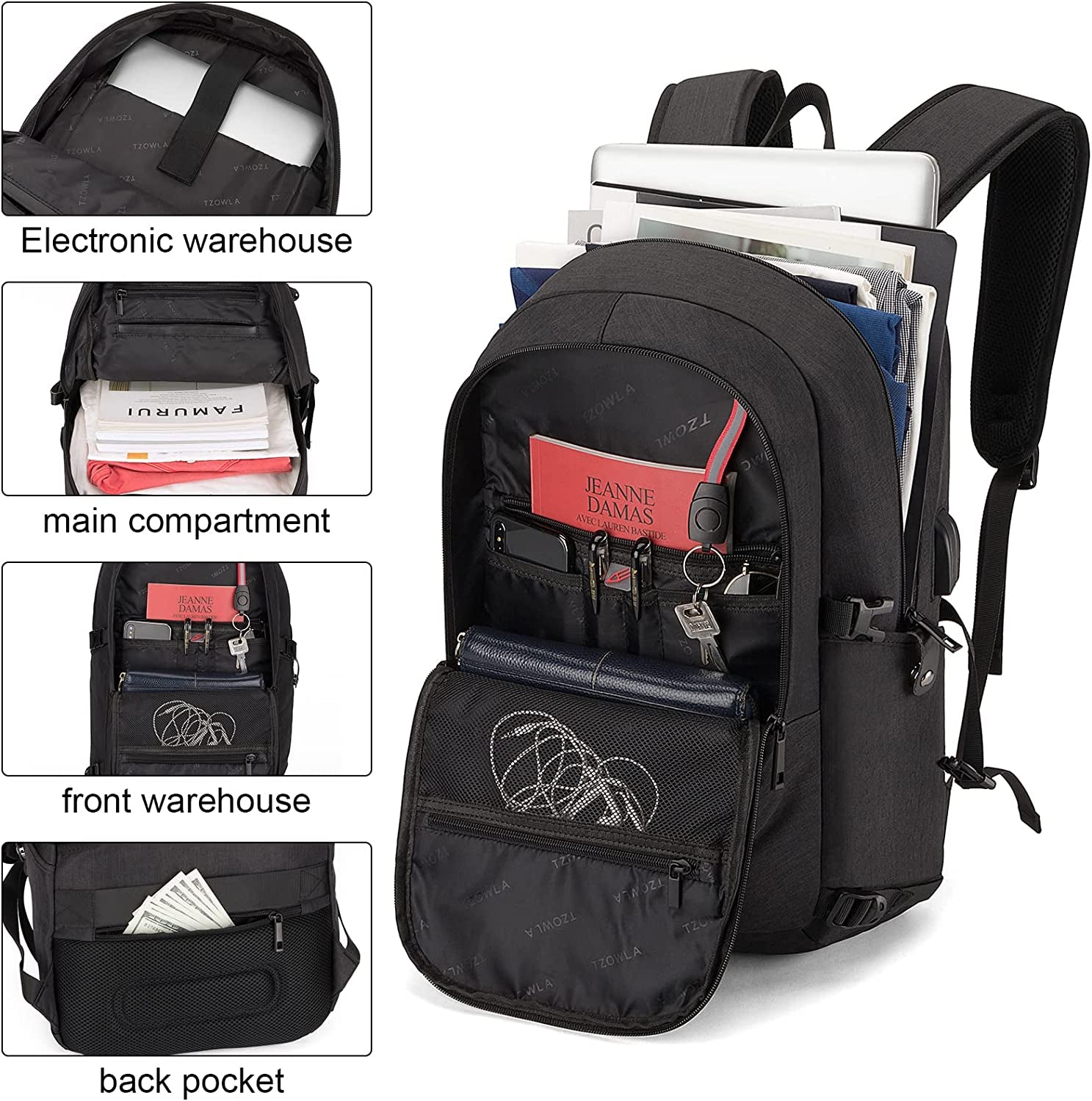 Professional Travel Laptop Backpack - Water-Resistant Anti-Theft Design with USB Charging Port and Lock for 15.6 Inch Laptops - Ideal for Business, College, and Casual Use for Men and Women