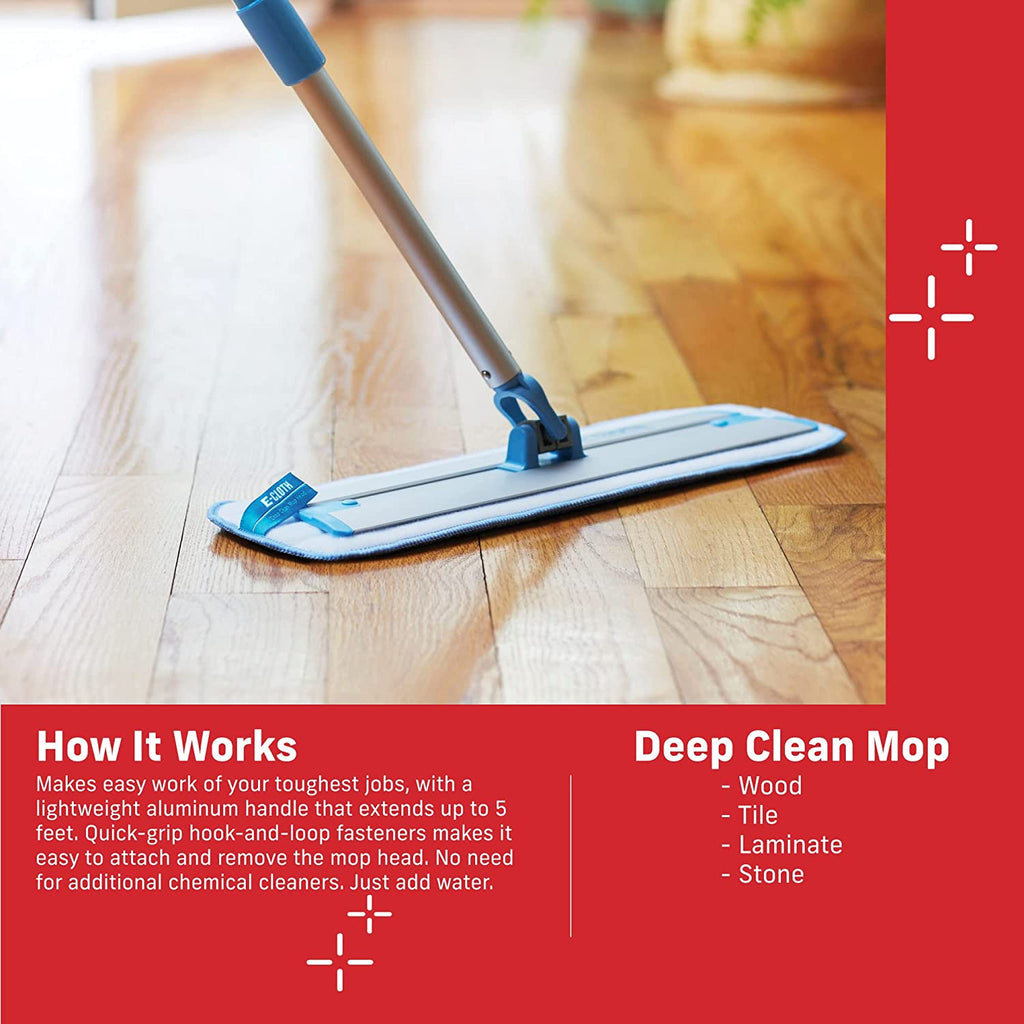 Microfiber Deep Clean Mop - Ideal for Hardwood, Laminate, Tile, and Stone Flooring, Washable and Reusable with 100 Wash Guarantee