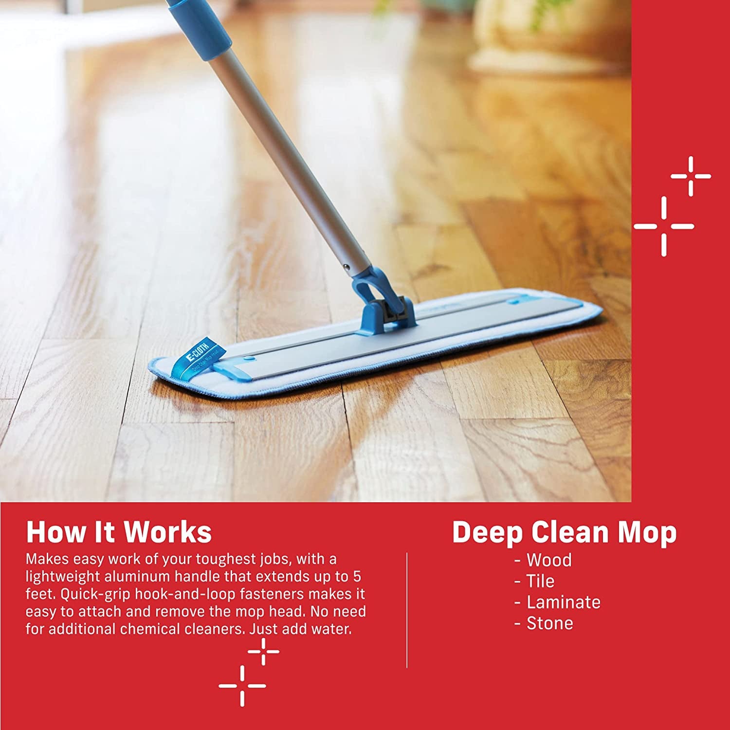 Microfiber Deep Clean Mop - Ideal for Hardwood, Laminate, Tile, and Stone Flooring, Washable and Reusable with 100 Wash Guarantee