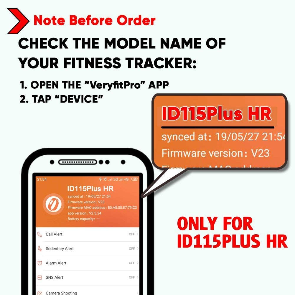 Replacement Bands for Veryfit Pro ID115 Plus HR Fitness Tracker Smartwatch - Adjustable