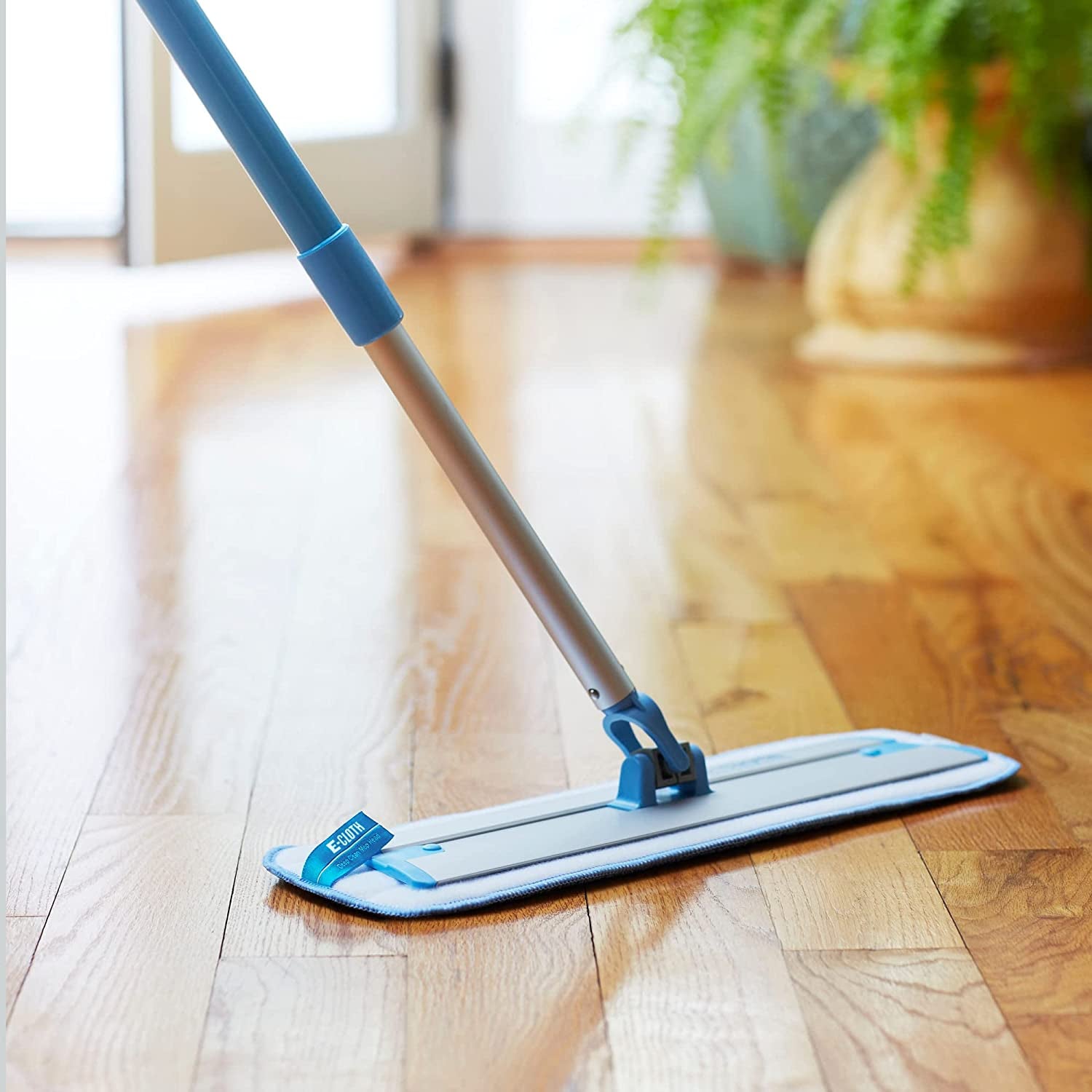 Professional Deep Clean Microfiber Mop for Multi-Surface Cleaning - Ideal for Hardwood, Stone, Laminate, and Tile - Includes 1 Reusable Mop Pad, Blue/Silver